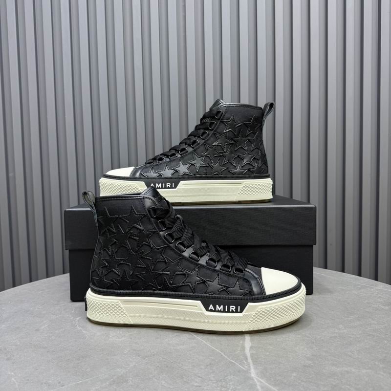 AMIRI Star-Pattern High-Top Sneakers - Black and White