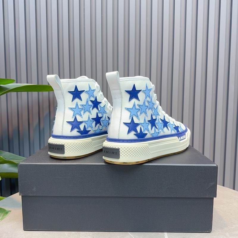AMIRI Star-Pattern High-Top Sneakers - White and Blue