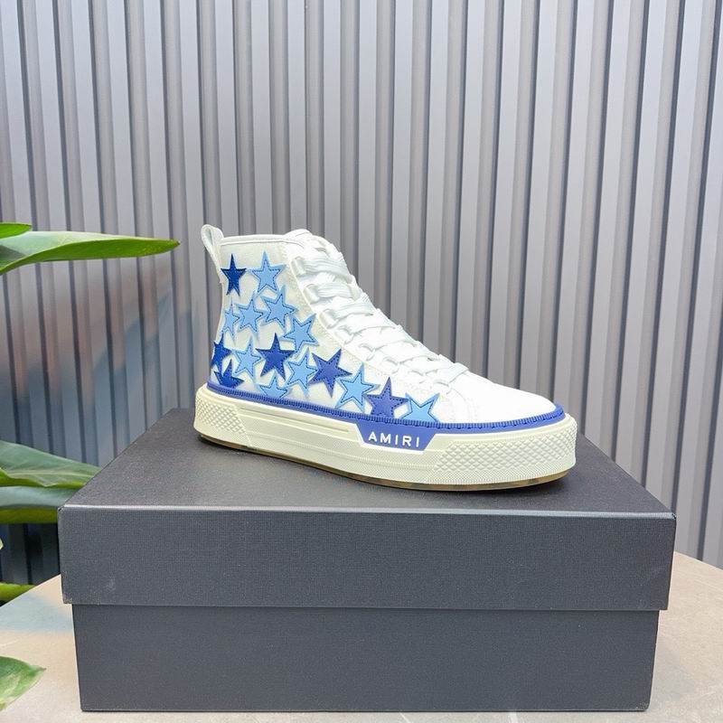 AMIRI Star-Pattern High-Top Sneakers - White and Blue