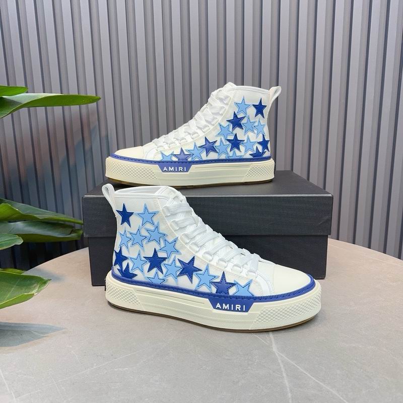 AMIRI Star-Pattern High-Top Sneakers - White and Blue