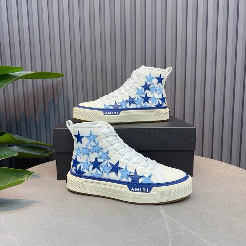 AMIRI Star-Pattern High-Top Sneakers - White and Blue