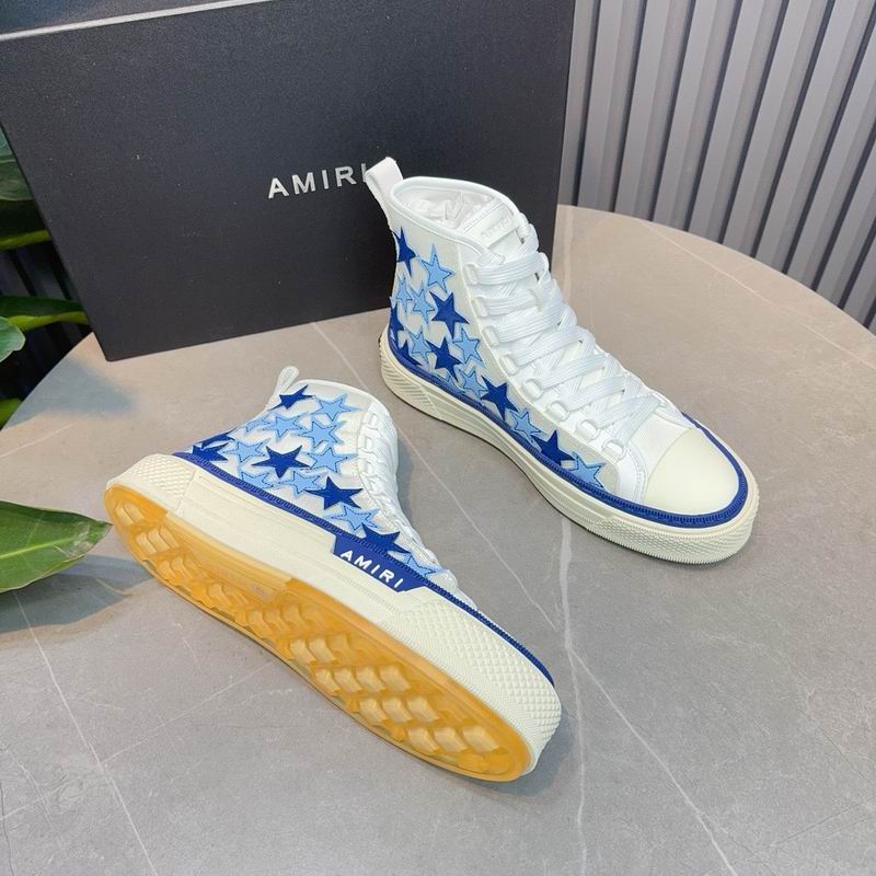 AMIRI Star-Pattern High-Top Sneakers - White and Blue