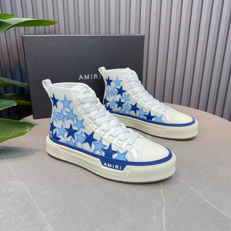 AMIRI Star-Pattern High-Top Sneakers - White and Blue