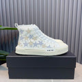 AMIRI Star-Pattern High-Top Sneakers - White, Grey and Cream