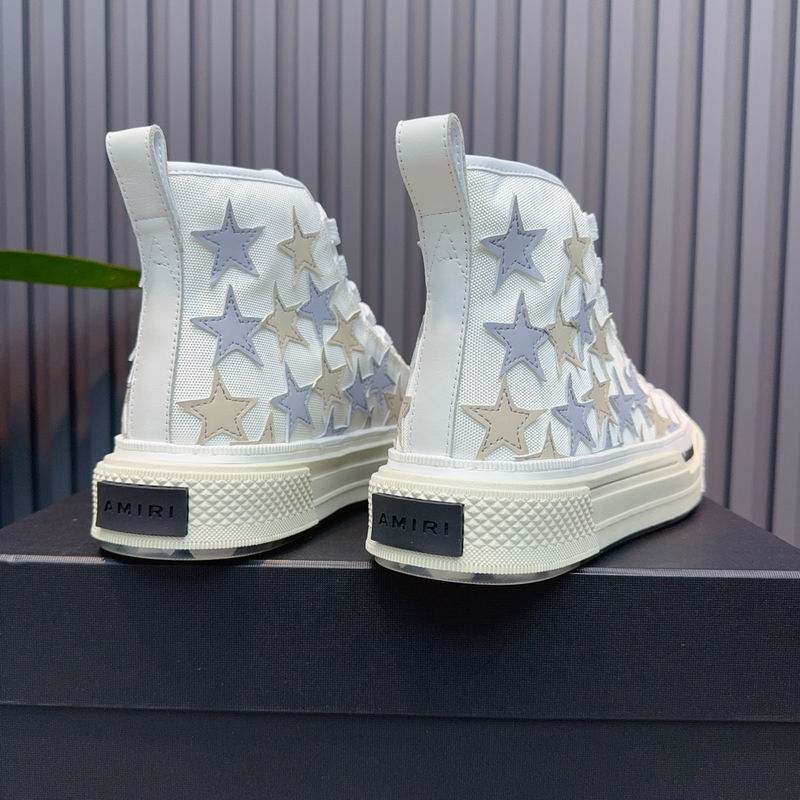 AMIRI Star-Pattern High-Top Sneakers - White, Grey and Cream