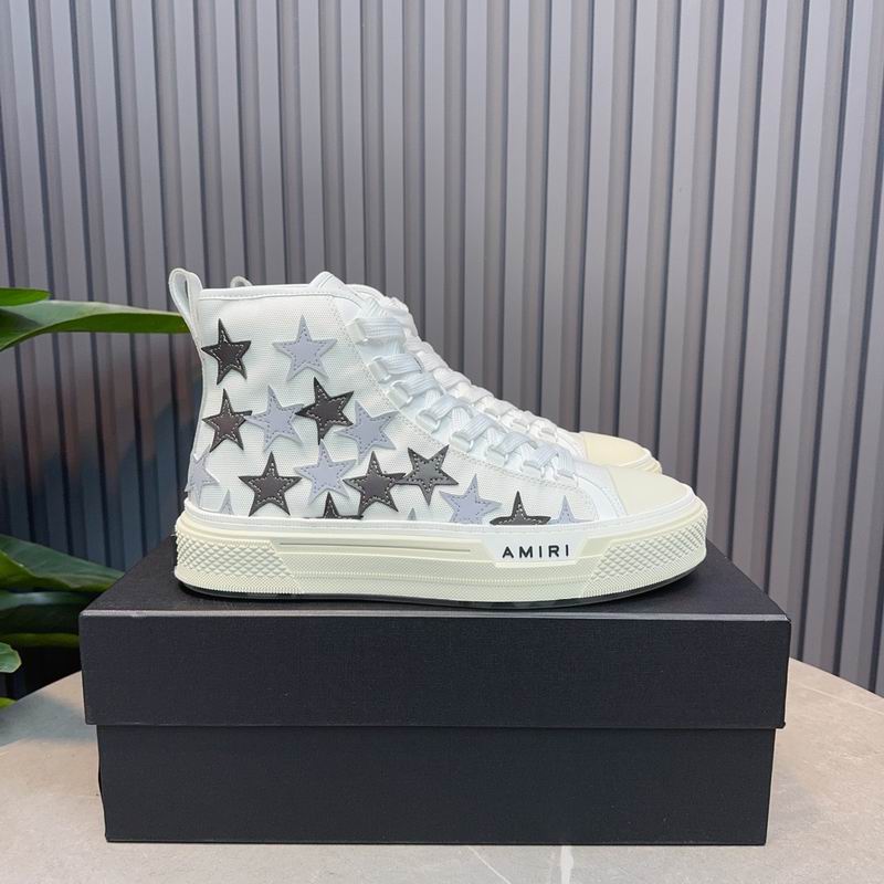 AMIRI Star-Pattern High-Top Sneakers - White, Black and Grey