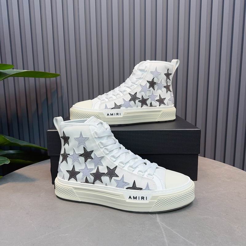 AMIRI Star-Pattern High-Top Sneakers - White, Black and Grey