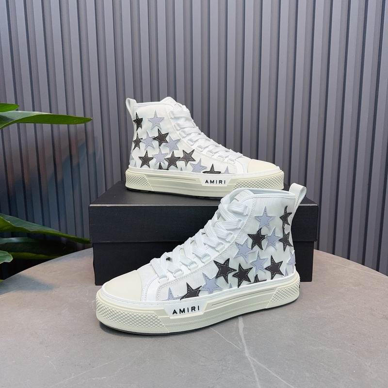 AMIRI Star-Pattern High-Top Sneakers - White, Black and Grey