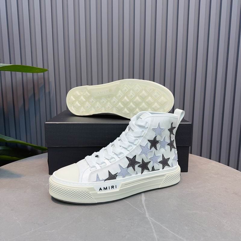AMIRI Star-Pattern High-Top Sneakers - White, Black and Grey