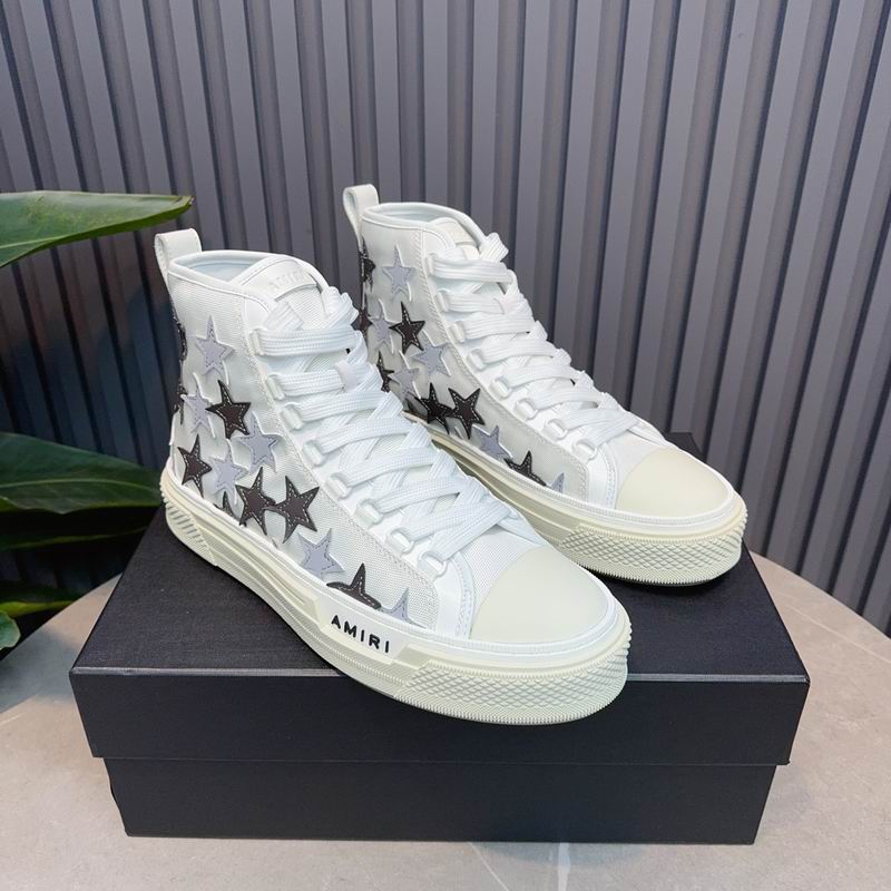 AMIRI Star-Pattern High-Top Sneakers - White, Black and Grey