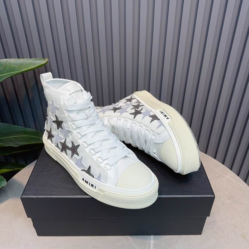 AMIRI Star-Pattern High-Top Sneakers - White, Black and Grey