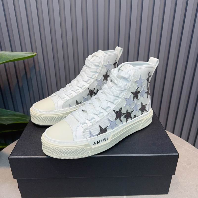 AMIRI Star-Pattern High-Top Sneakers - White, Black and Grey