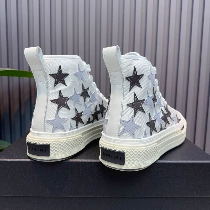 AMIRI Star-Pattern High-Top Sneakers - White, Black and Grey