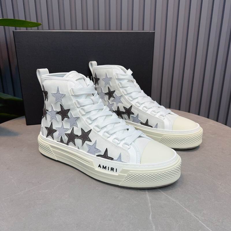 AMIRI Star-Pattern High-Top Sneakers - White, Black and Grey