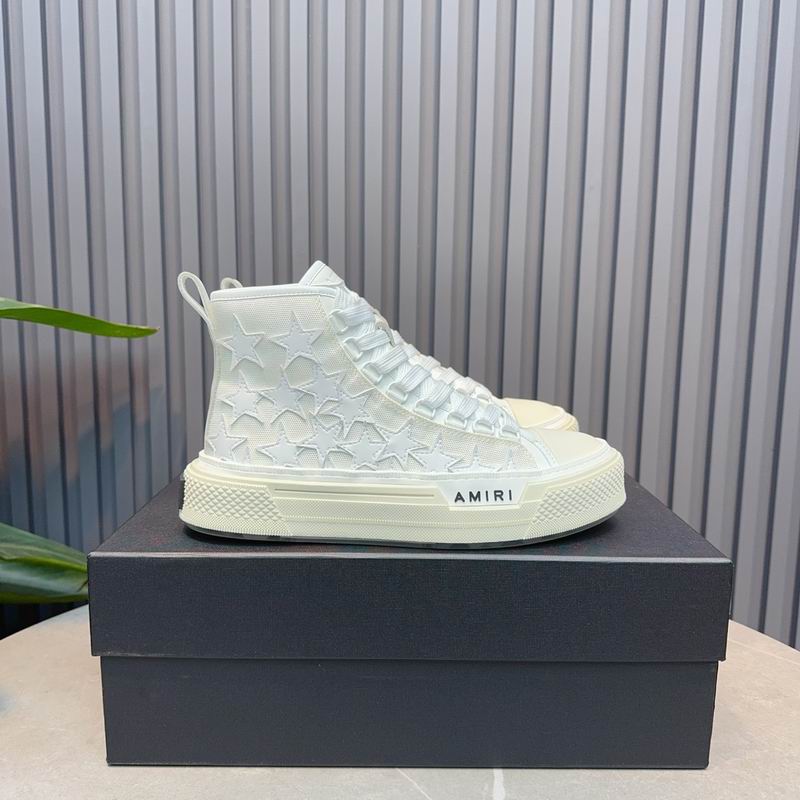 AMIRI Star-Pattern High-Top Sneakers - White and Cream