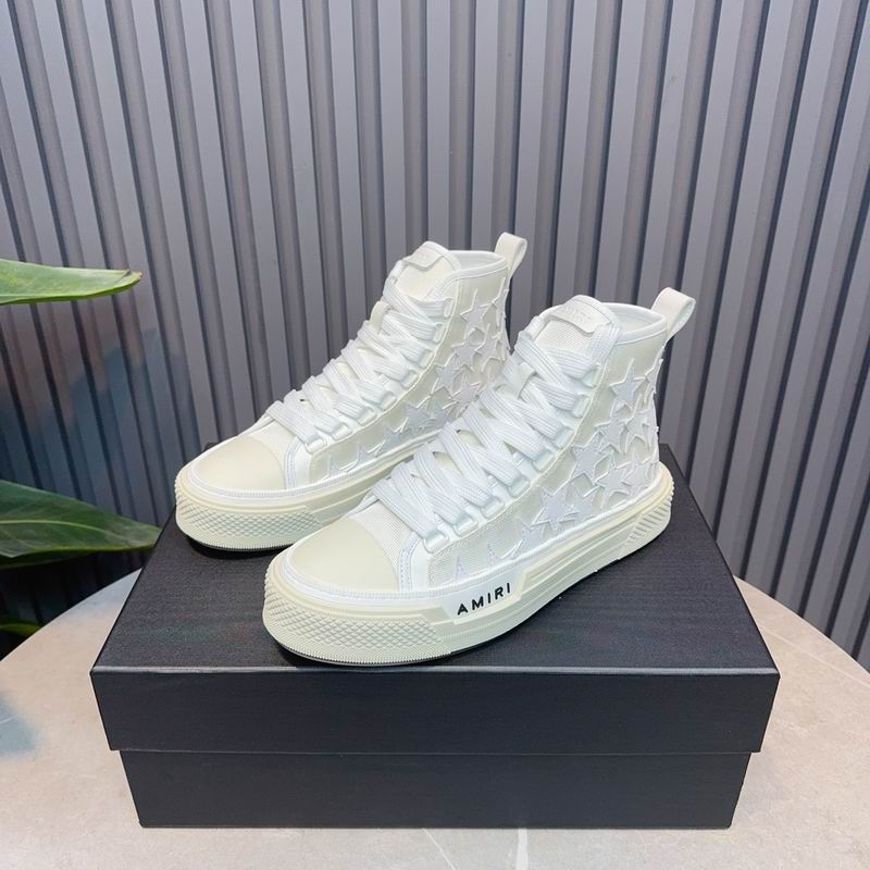 AMIRI Star-Pattern High-Top Sneakers - White and Cream