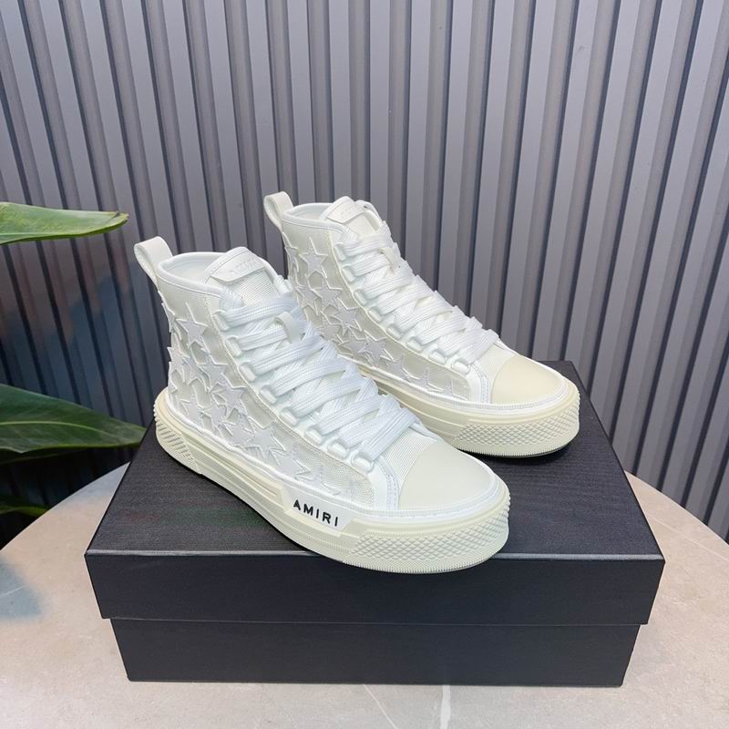 AMIRI Star-Pattern High-Top Sneakers - White and Cream