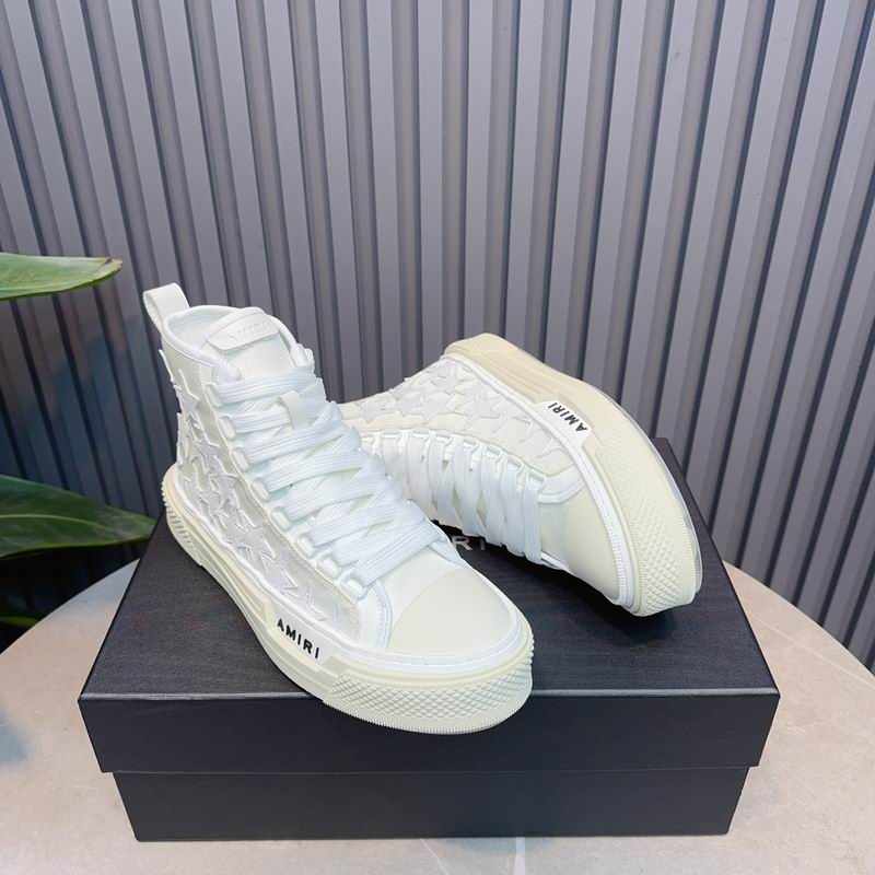 AMIRI Star-Pattern High-Top Sneakers - White and Cream