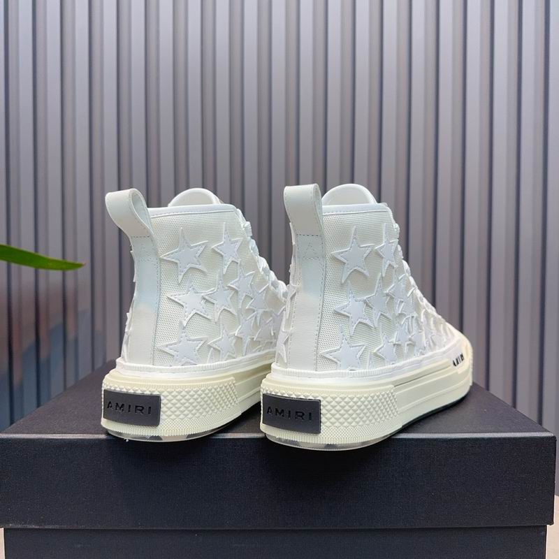 AMIRI Star-Pattern High-Top Sneakers - White and Cream