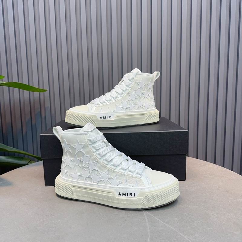 AMIRI Star-Pattern High-Top Sneakers - White and Cream