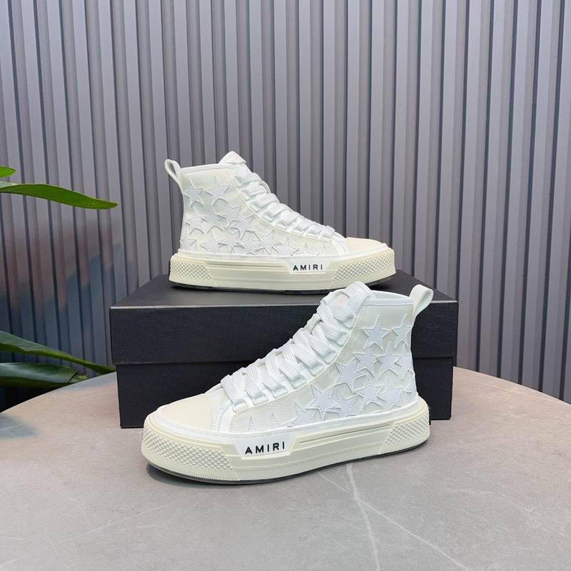 AMIRI Star-Pattern High-Top Sneakers - White and Cream