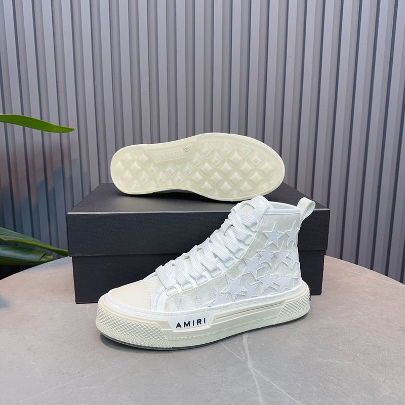 AMIRI Star-Pattern High-Top Sneakers - White and Cream