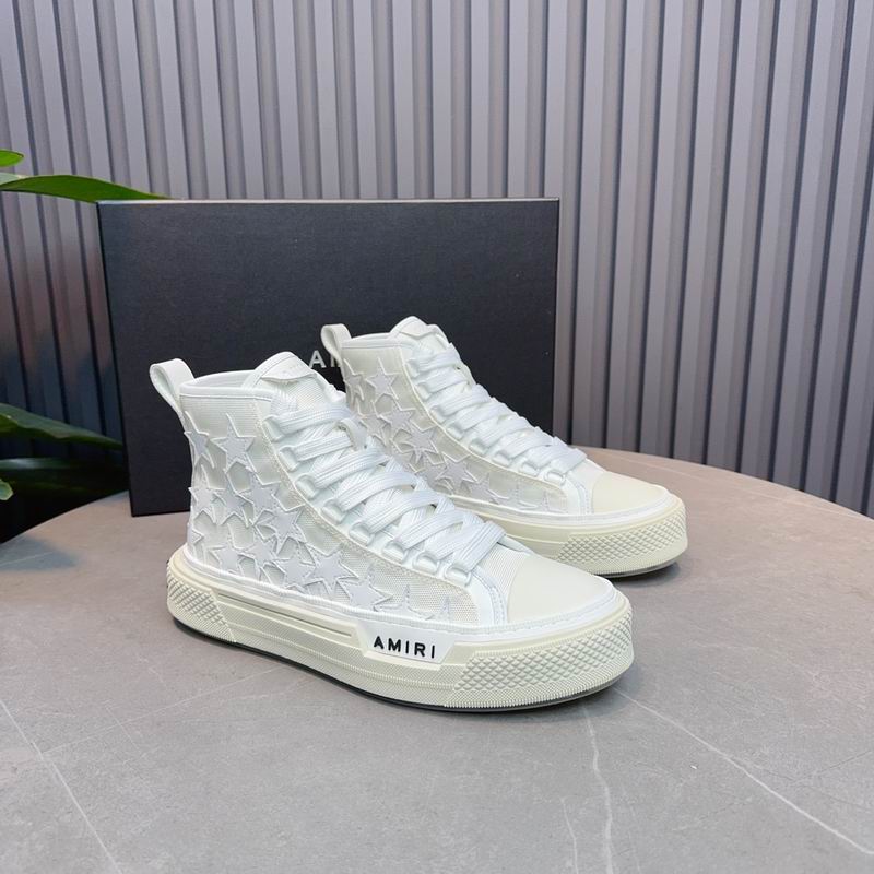 AMIRI Star-Pattern High-Top Sneakers - White and Cream
