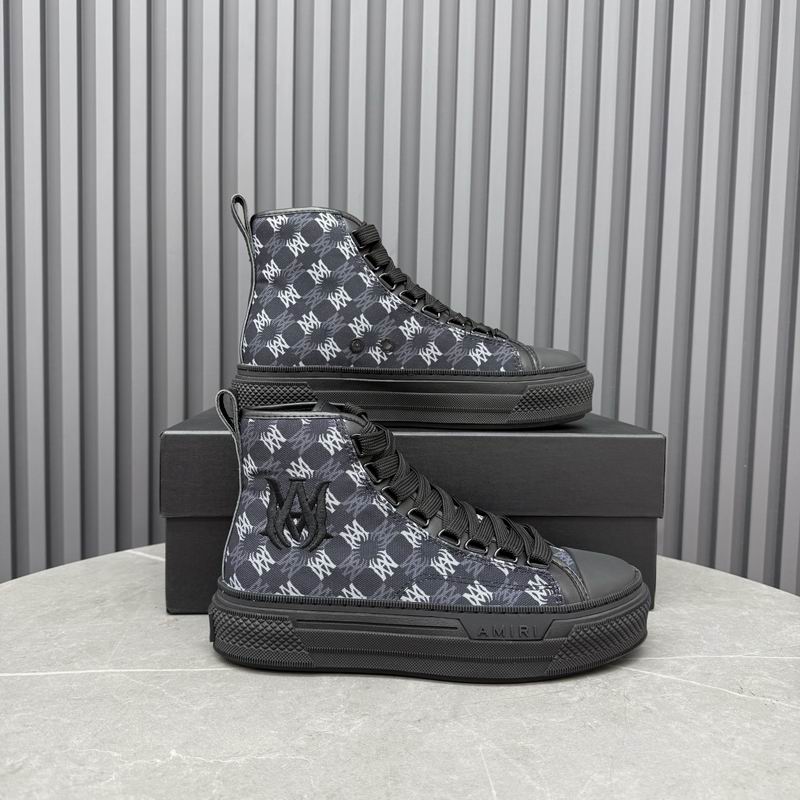 AMIRI Monogram High-Top Sneakers - Black, Grey and White