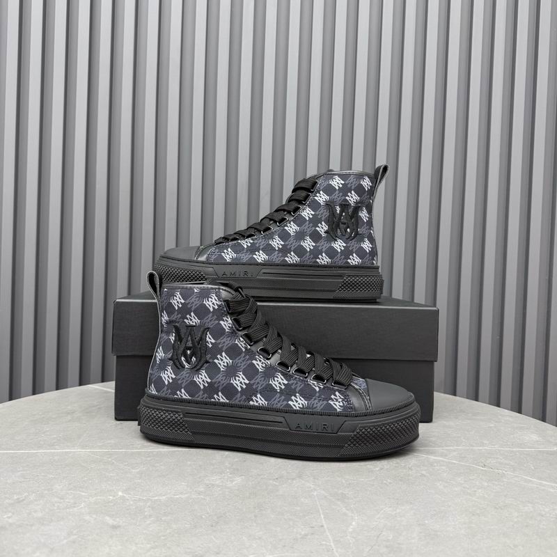 AMIRI Monogram High-Top Sneakers - Black, Grey and White