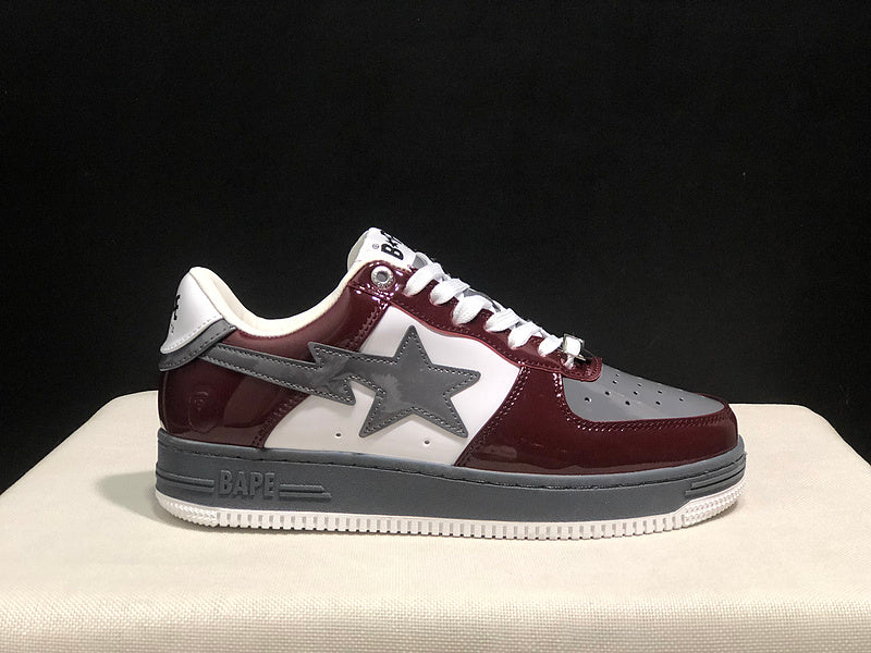 BAPE Star Low-Top Sneakers - Burgundy, Grey and White