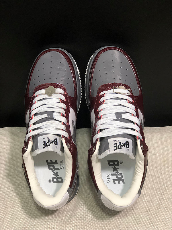 BAPE Star Low-Top Sneakers - Burgundy, Grey and White