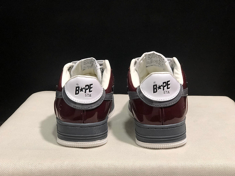 BAPE Star Low-Top Sneakers - Burgundy, Grey and White