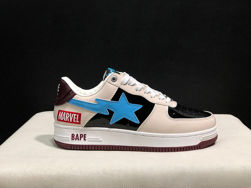 BAPE Star Low-Top Sneakers - Cream, Black and Blue