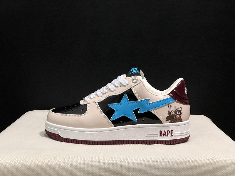 BAPE Star Low-Top Sneakers - Cream, Black and Blue