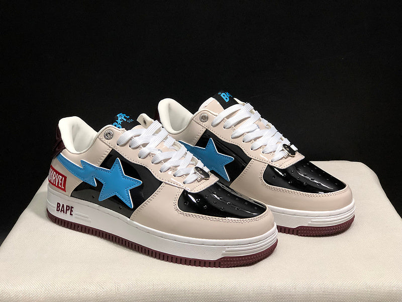 BAPE Star Low-Top Sneakers - Cream, Black and Blue
