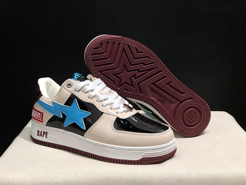 BAPE Star Low-Top Sneakers - Cream, Black and Blue