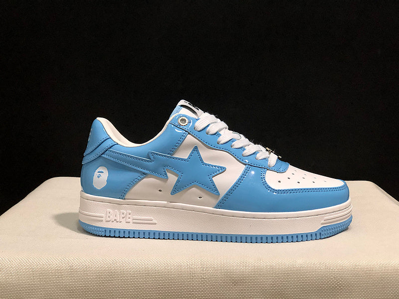 BAPE Star Low-Top Sneakers - Light Blue and White
