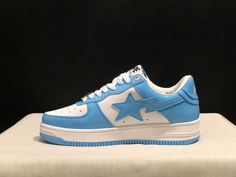 BAPE Star Low-Top Sneakers - Light Blue and White