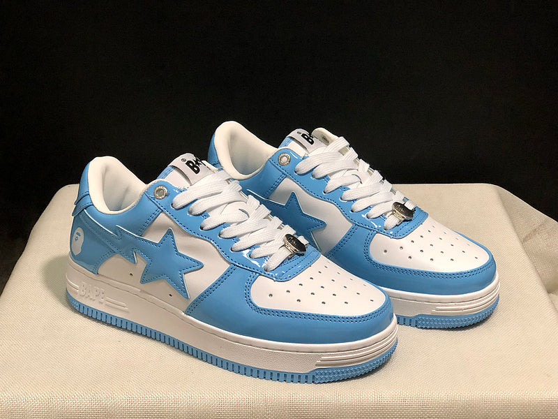 BAPE Star Low-Top Sneakers - Light Blue and White
