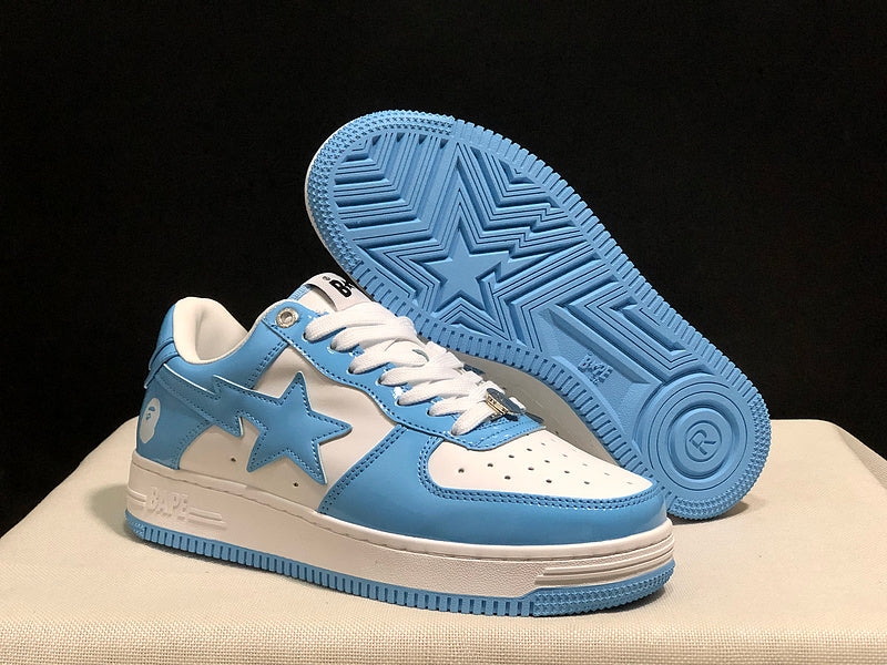 BAPE Star Low-Top Sneakers - Light Blue and White