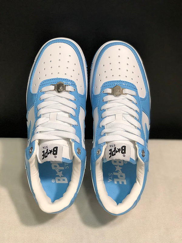 BAPE Star Low-Top Sneakers - Light Blue and White