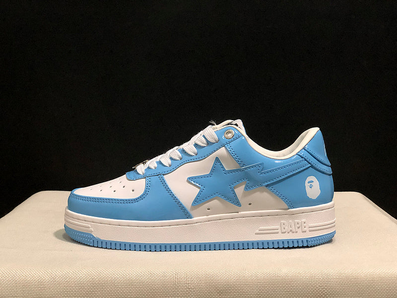 BAPE Star Low-Top Sneakers - Light Blue and White