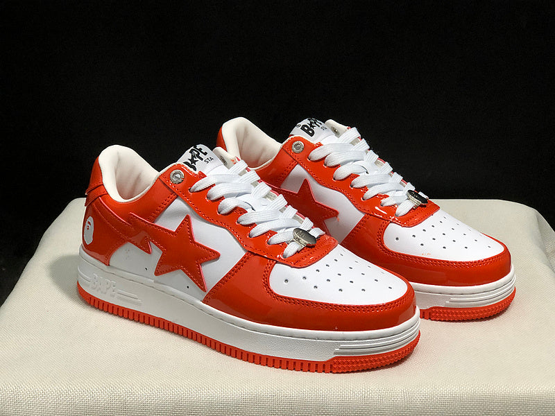 BAPE Star Low-Top Sneakers - Orange and White