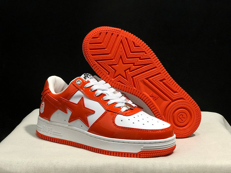 BAPE Star Low-Top Sneakers - Orange and White