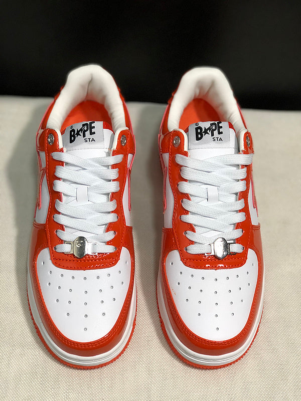 BAPE Star Low-Top Sneakers - Orange and White