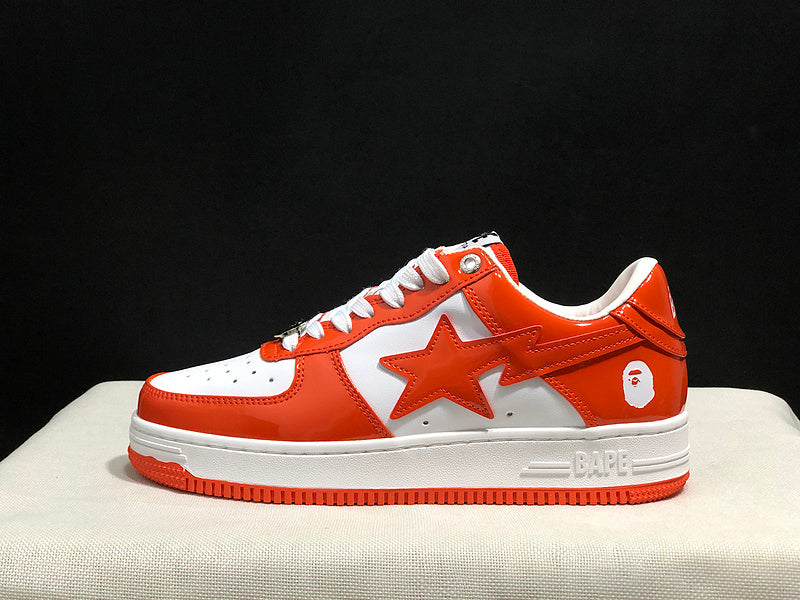 BAPE Star Low-Top Sneakers - Orange and White