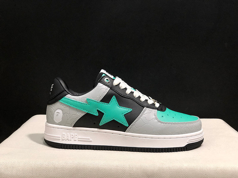 BAPE Star Low-Top Sneakers - Grey, Black and Mint Green