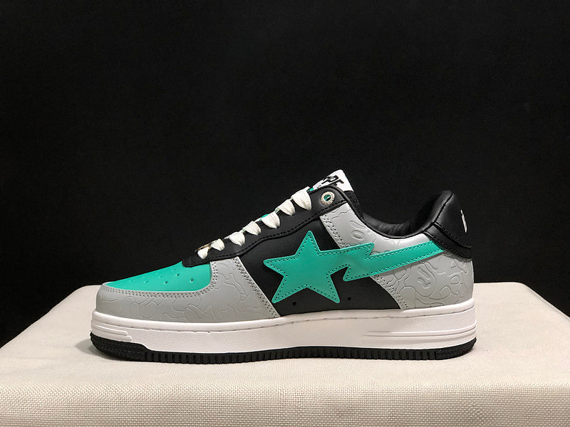 BAPE Star Low-Top Sneakers - Grey, Black and Mint Green