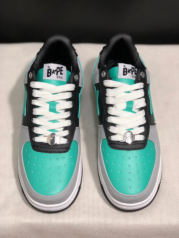 BAPE Star Low-Top Sneakers - Grey, Black and Mint Green