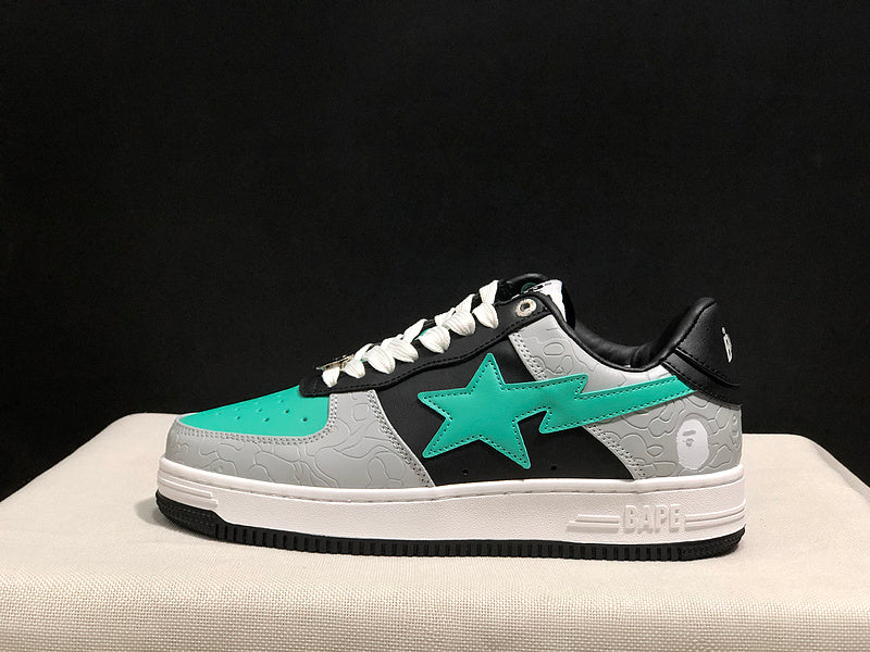 BAPE Star Low-Top Sneakers - Grey, Black and Mint Green